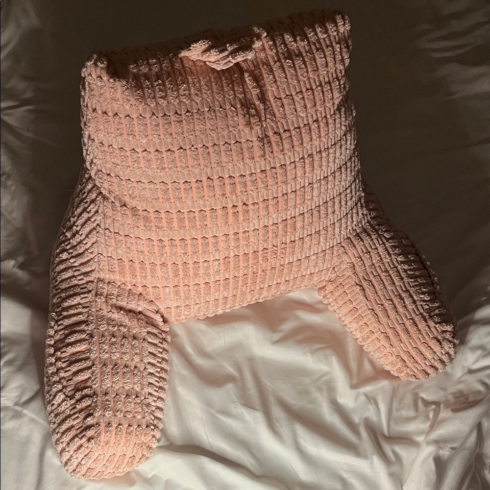 Amazon Textured Pink Accent Pillow for Back Support with Pockets on Arms